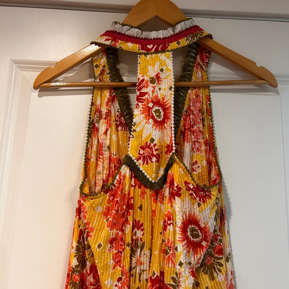 Poupette St Barth Floral Maxi Dress Fringe Women's XS Resortwear Vacation‎ Boho - Picture 8 of 14